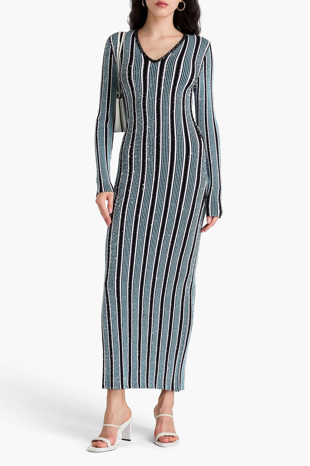 MISSONI فستان طويل مخطط بحبكة مضلّعة ومزركش