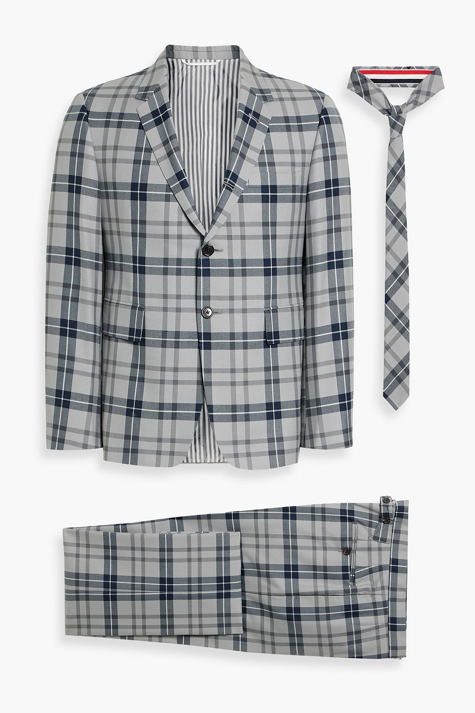 Thom Browne Checked Wool-blend Twill Suit In Light Gray