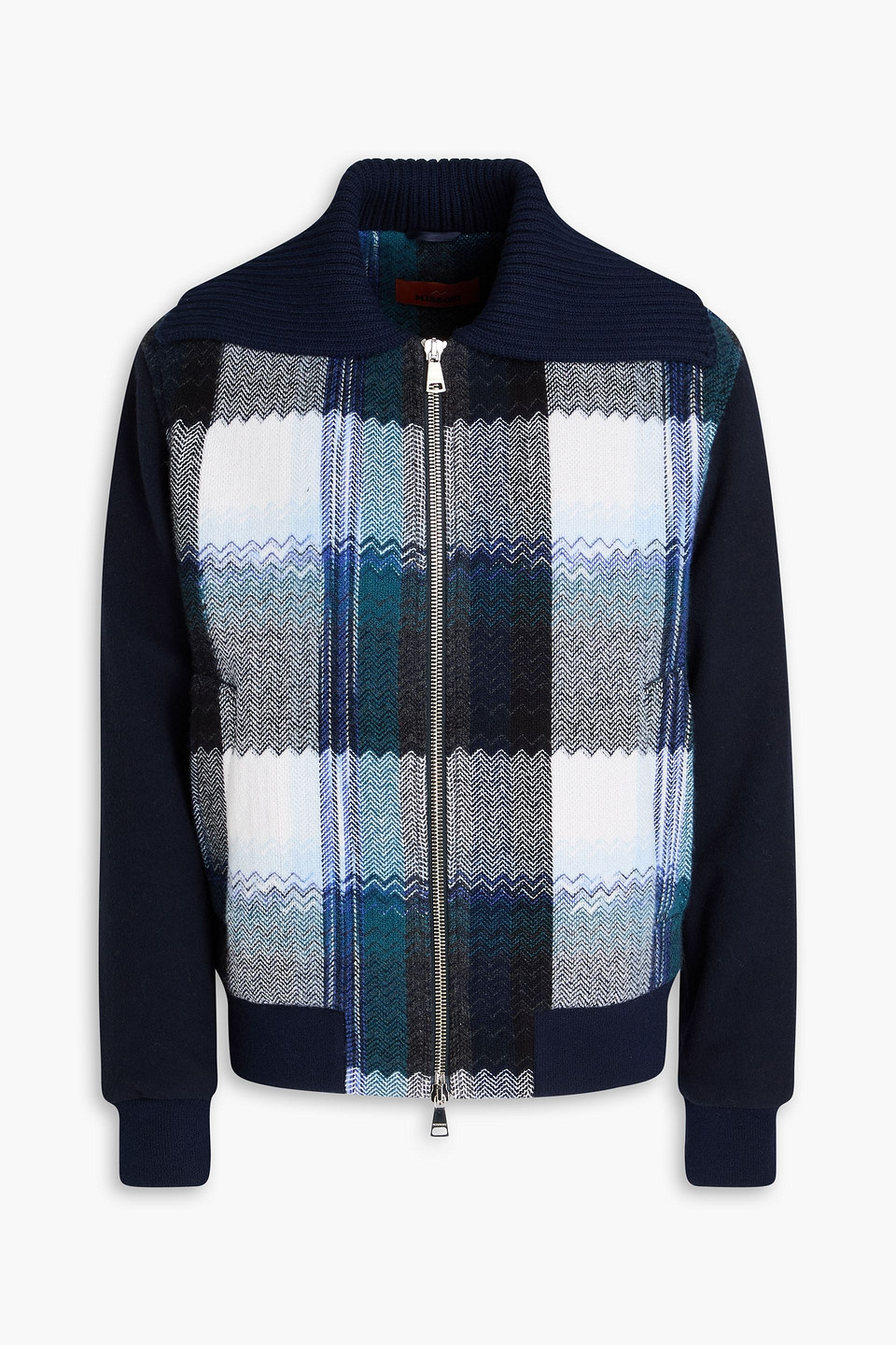 Missoni Karierte Bomberjacke Aus Filz Und Woll-jacquard In Marineblau