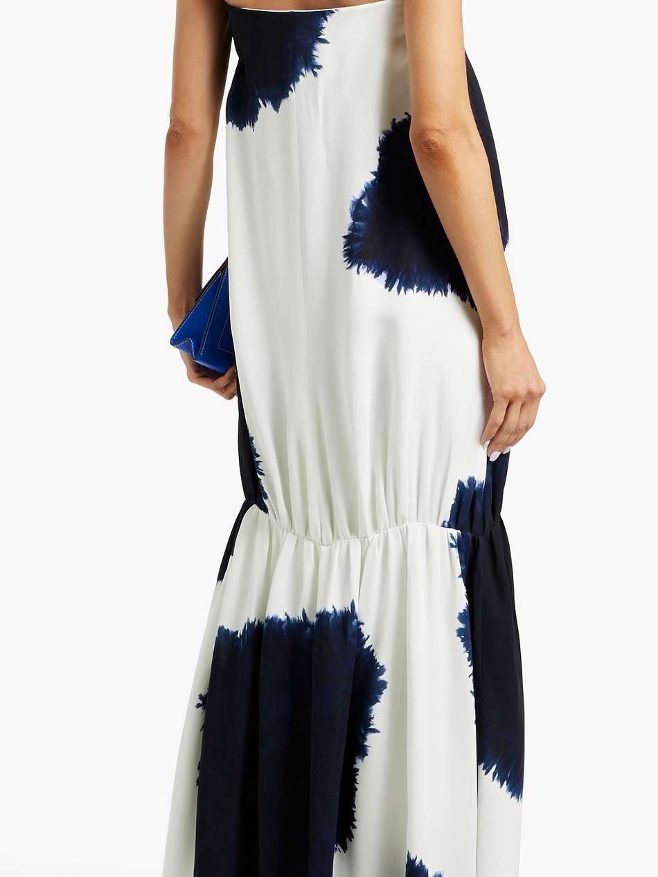 margot strapless printed crepe maxi dress