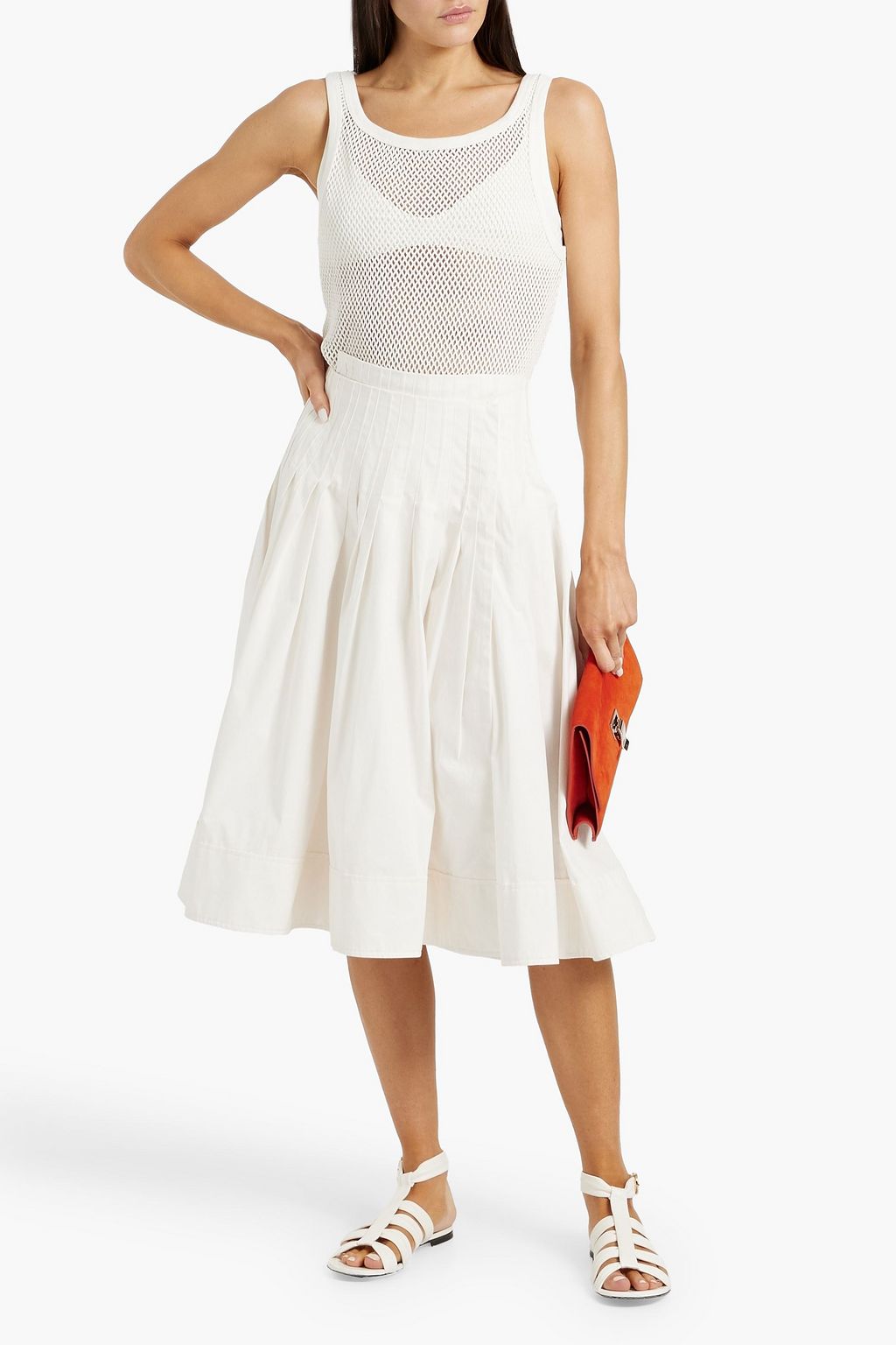 PROENZA SCHOULER Pleated cotton-blend poplin midi wrap skirt
