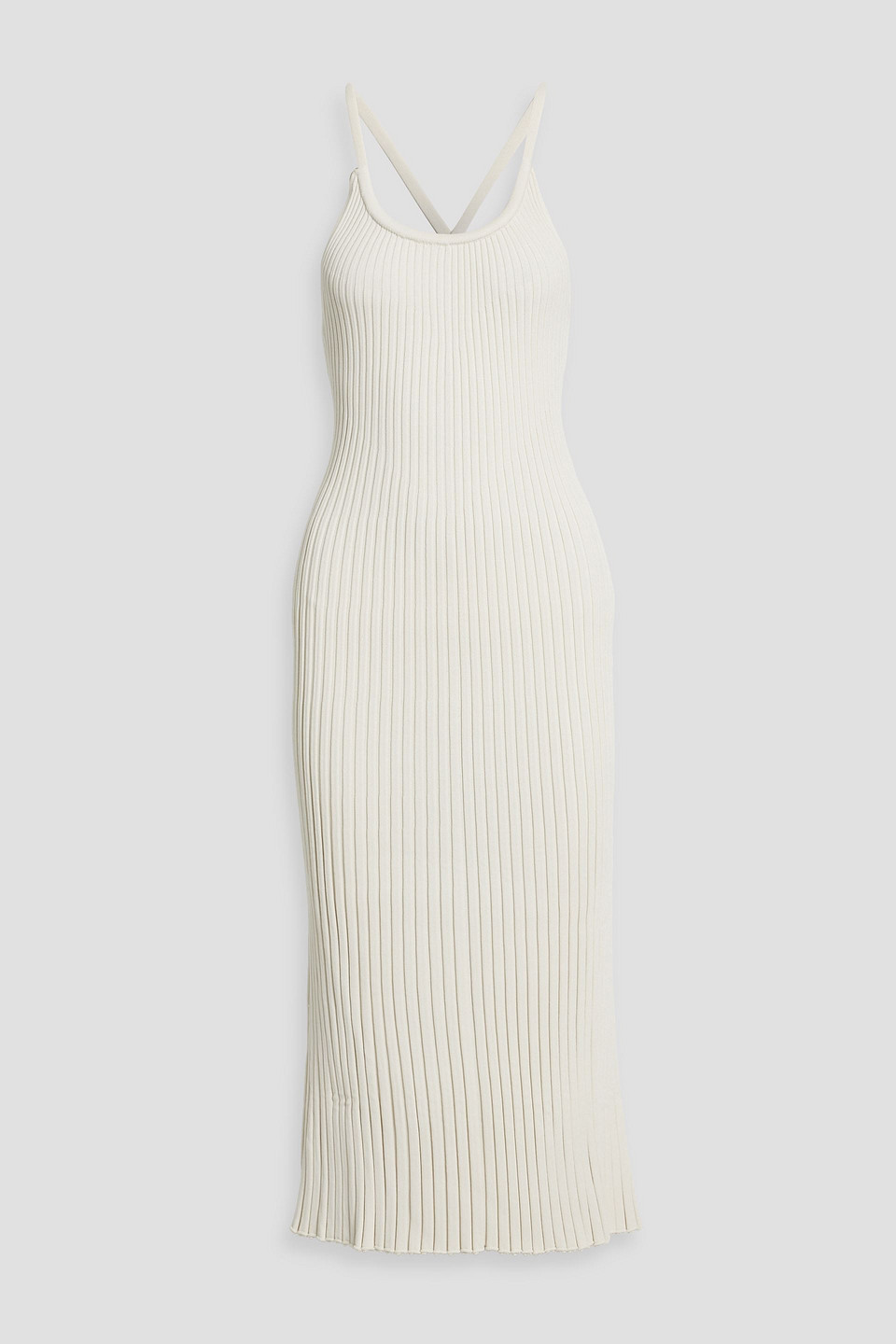 Proenza Schouler Vida Ribbed-knit Midi Dress In Ecru
