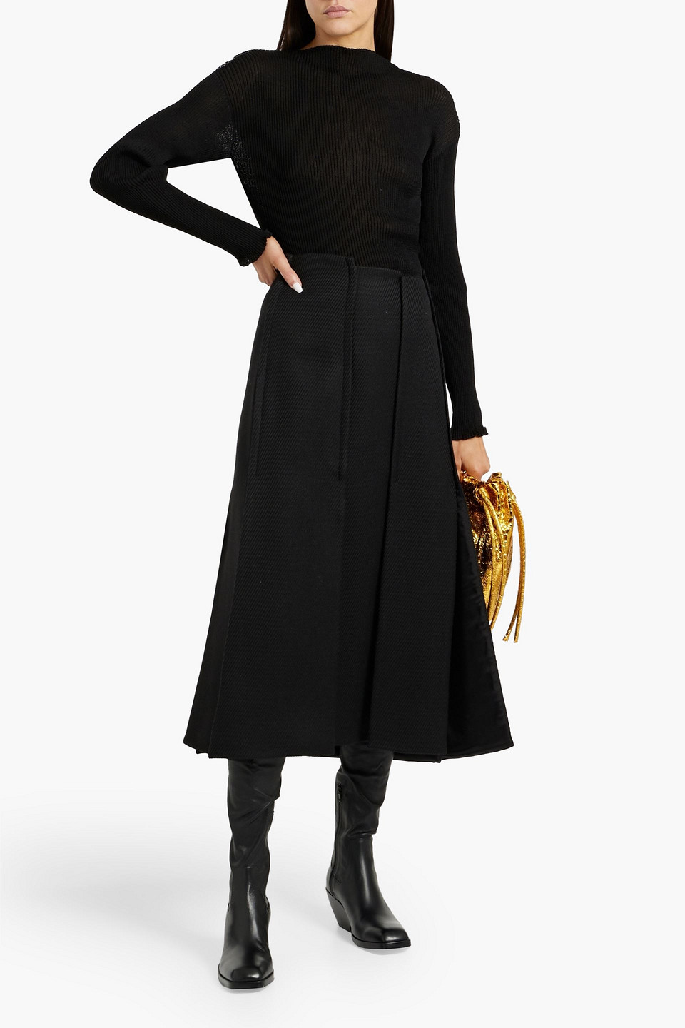 Proenza Schouler Camille Stretch-knit Sweater In Black