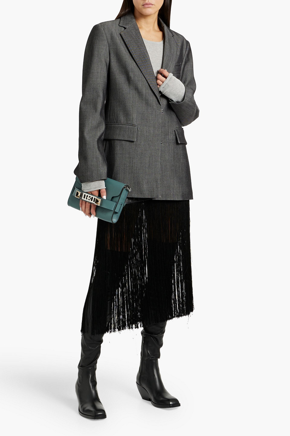 Shop Proenza Schouler Laurie Wool-blend Twill Blazer In Dark Gray