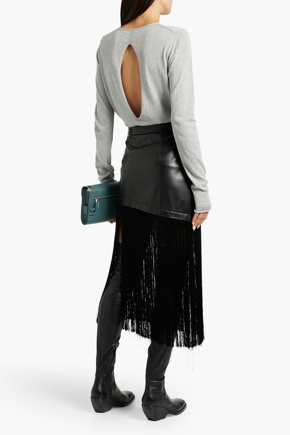 Proenza Schouler Tina Cutout Cotton And Silk-blend Sweater In Light Gray