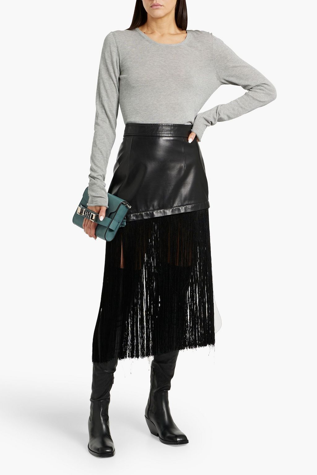 PROENZA SCHOULER كنزة رياضية تينا من مزيج الحرير والقطن بفتحات