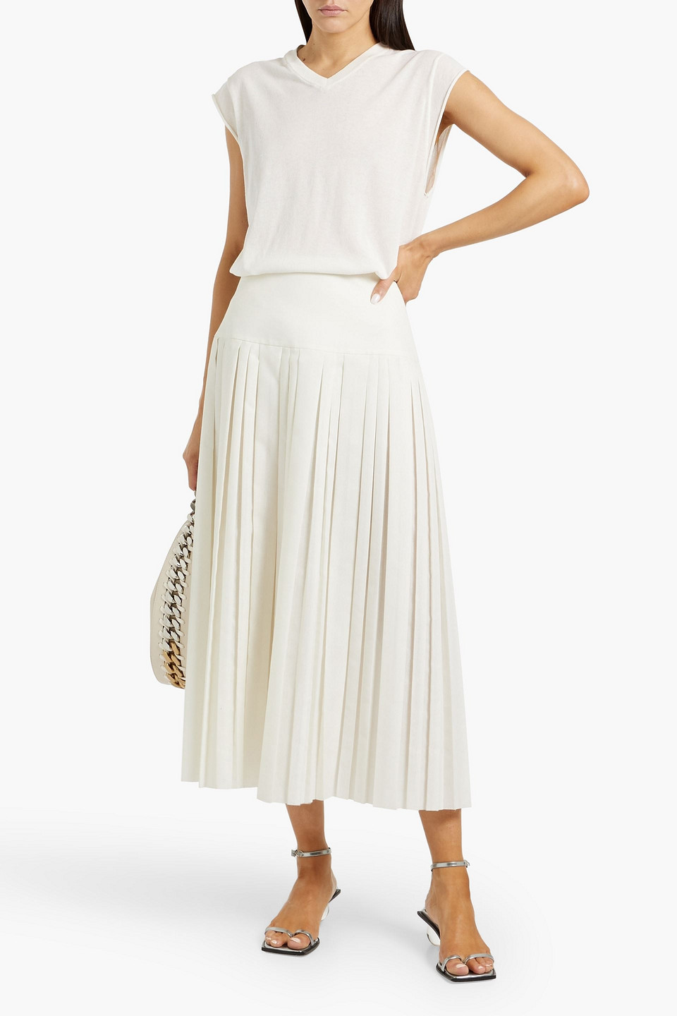 Shop Proenza Schouler Morgan Cotton And Silk-blend Sweater In White