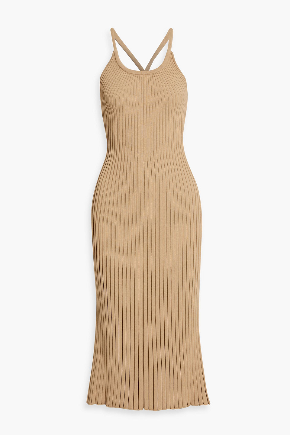 Proenza Schouler Vida Ribbed-knit Midi Dress In Sand