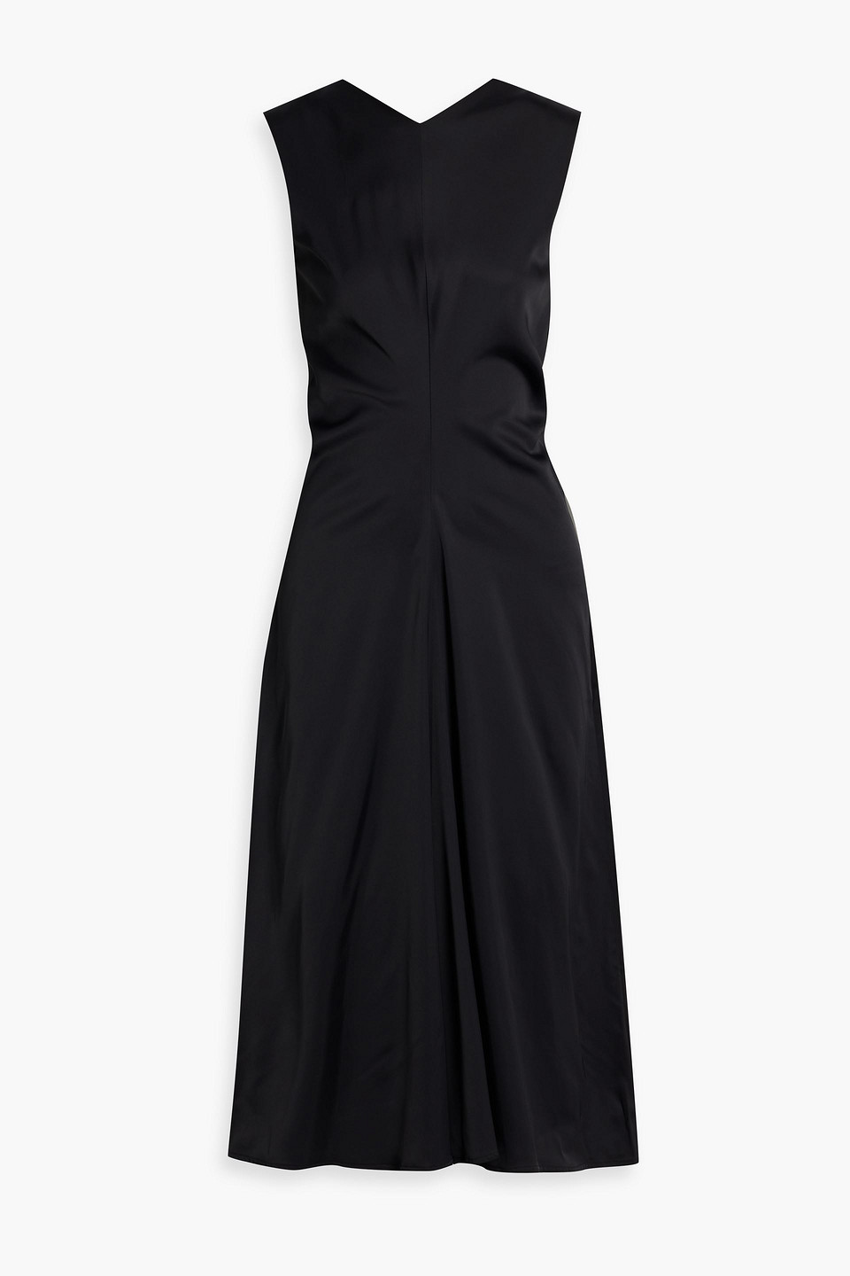 Shop Proenza Schouler Ella Ruched Satin Midi Dress In Black