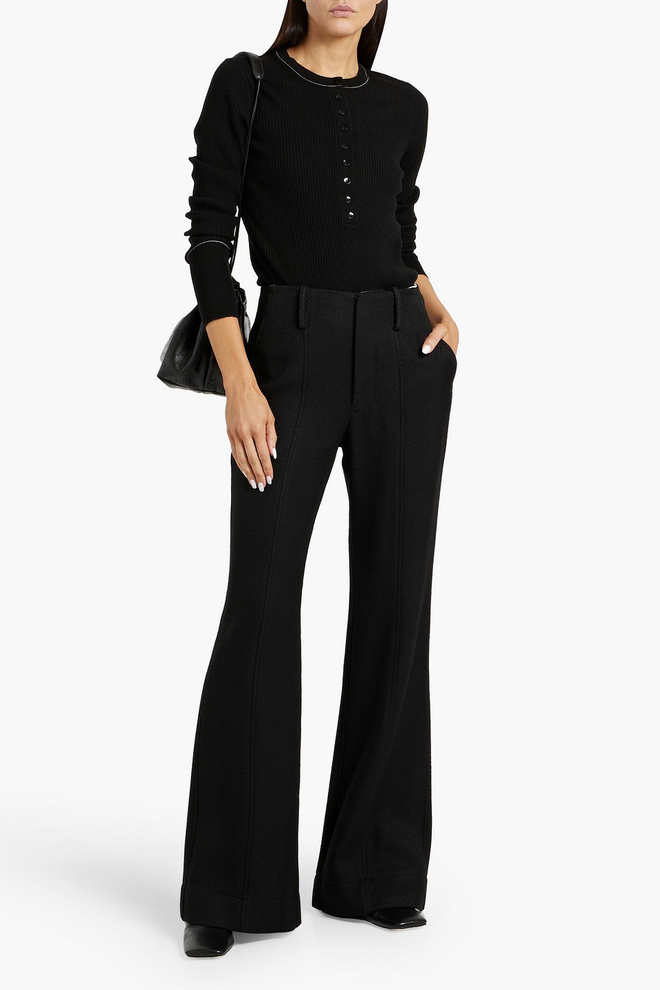 Shop Proenza Schouler Agnes Ribbed Merino Wool-blend Sweater In Black