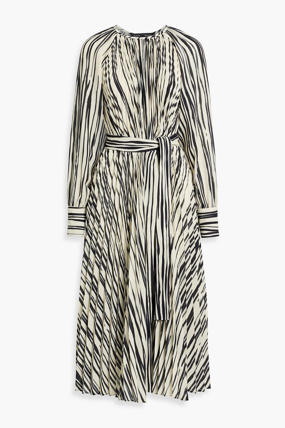 Shop Proenza Schouler Carol Pleated Printed Crepe Midi Dress In Ivory