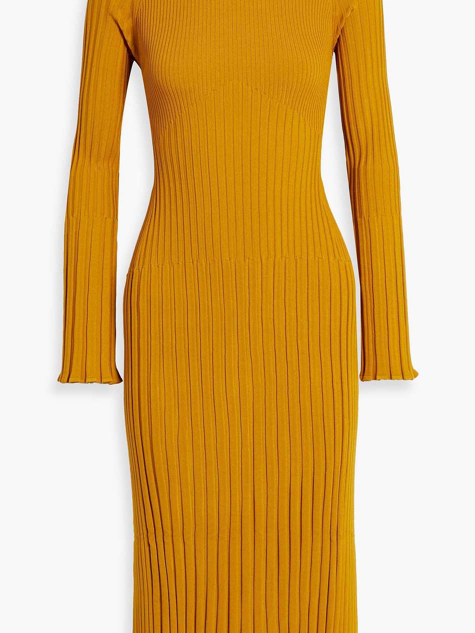 ribbed-knit turtleneck midi dress