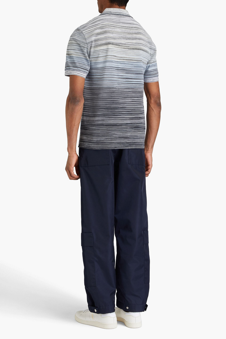 Missoni Space-dyed Cotton-piqué Polo Shirt In Light Blue