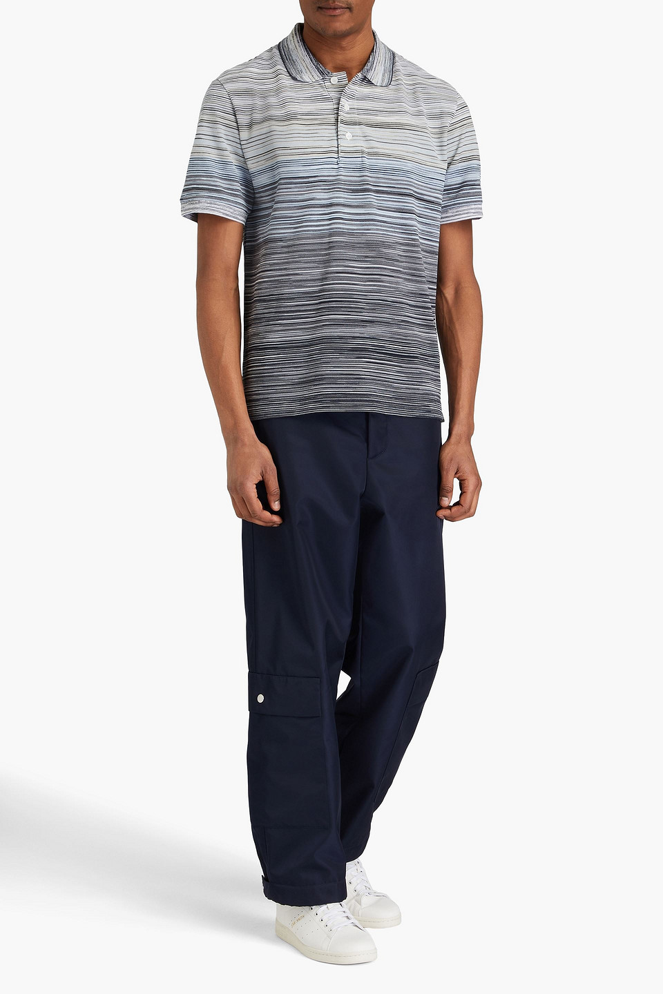 Missoni Space-dyed Cotton-piqué Polo Shirt In Light Blue