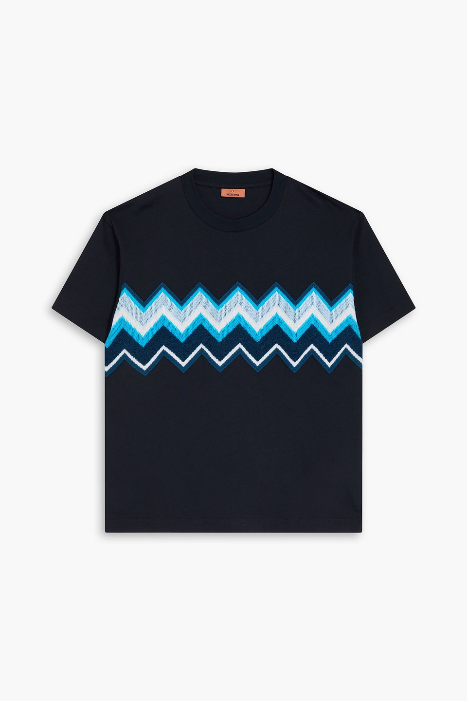 missoni - embroidered cotton-jersey t-shirt - blue - s
