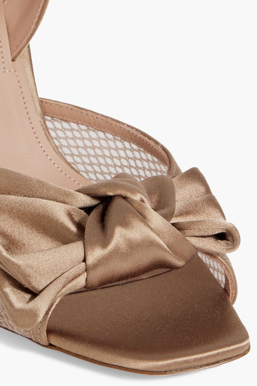MALONE SOULIERS Maera 90 bow-detailed satin and mesh slingback sandals