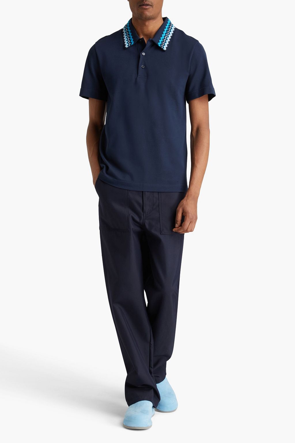 MISSONI Embroidered cotton-piqué polo shirt