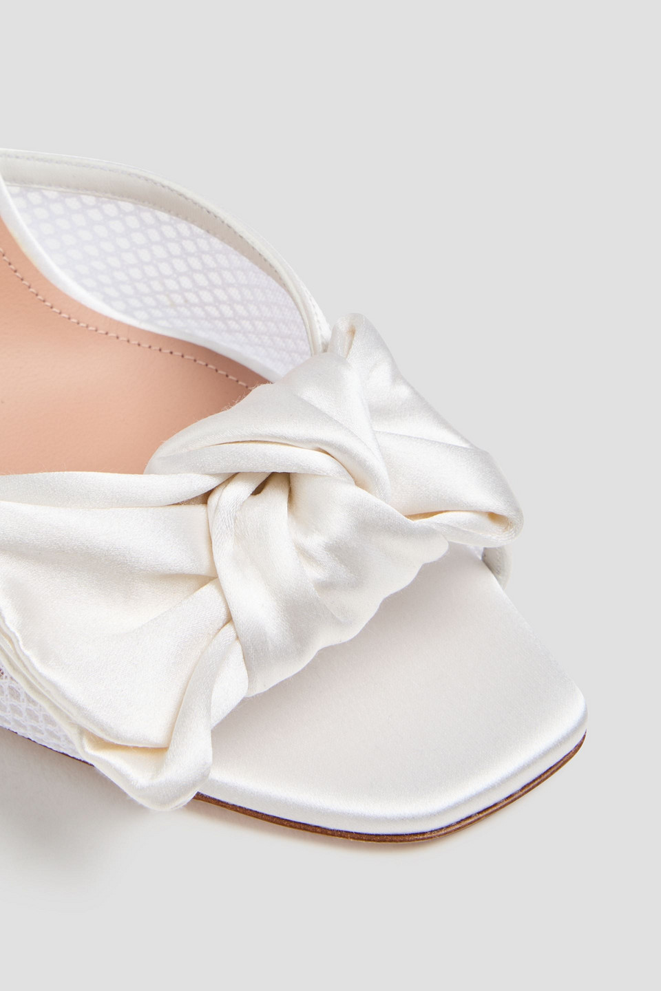 Malone Souliers Maera 70 Bow-detailed Satin And Mesh Slingback Sandals In White