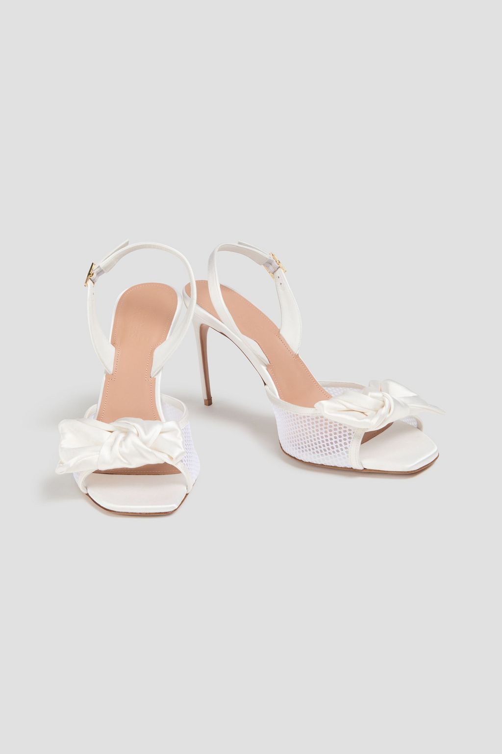 MALONE SOULIERS Maera 70 サテン&メッシュ スリングバックサンダル リボン付き