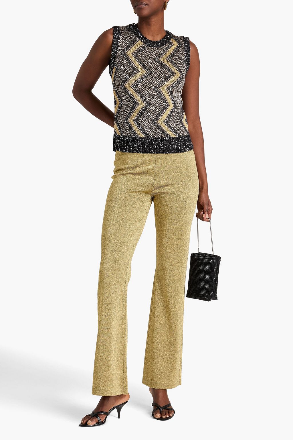 MISSONI فيست من نسيج محبوك بنمط كروشيه بلون معدني