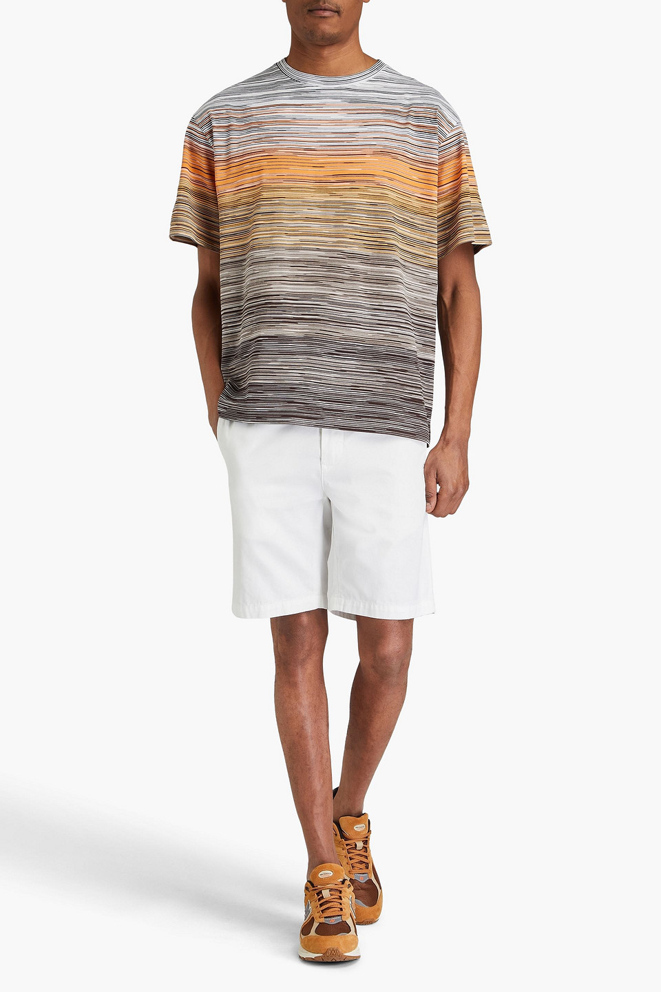 Missoni Slub Cotton Jersey T-shirt In Multicolor In Orange