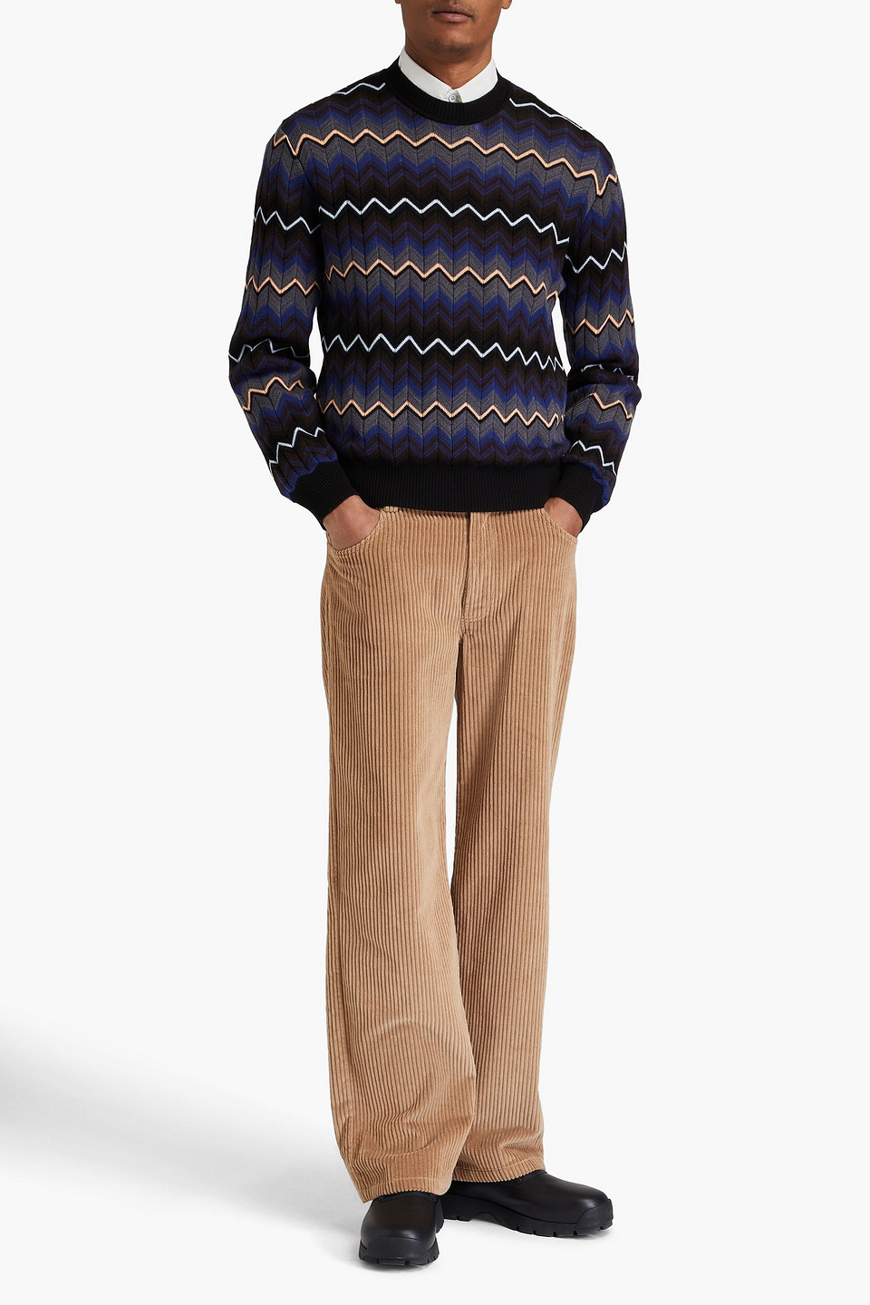 Missoni Jacquard-knit Cotton And Wool-blend Sweater In Blue