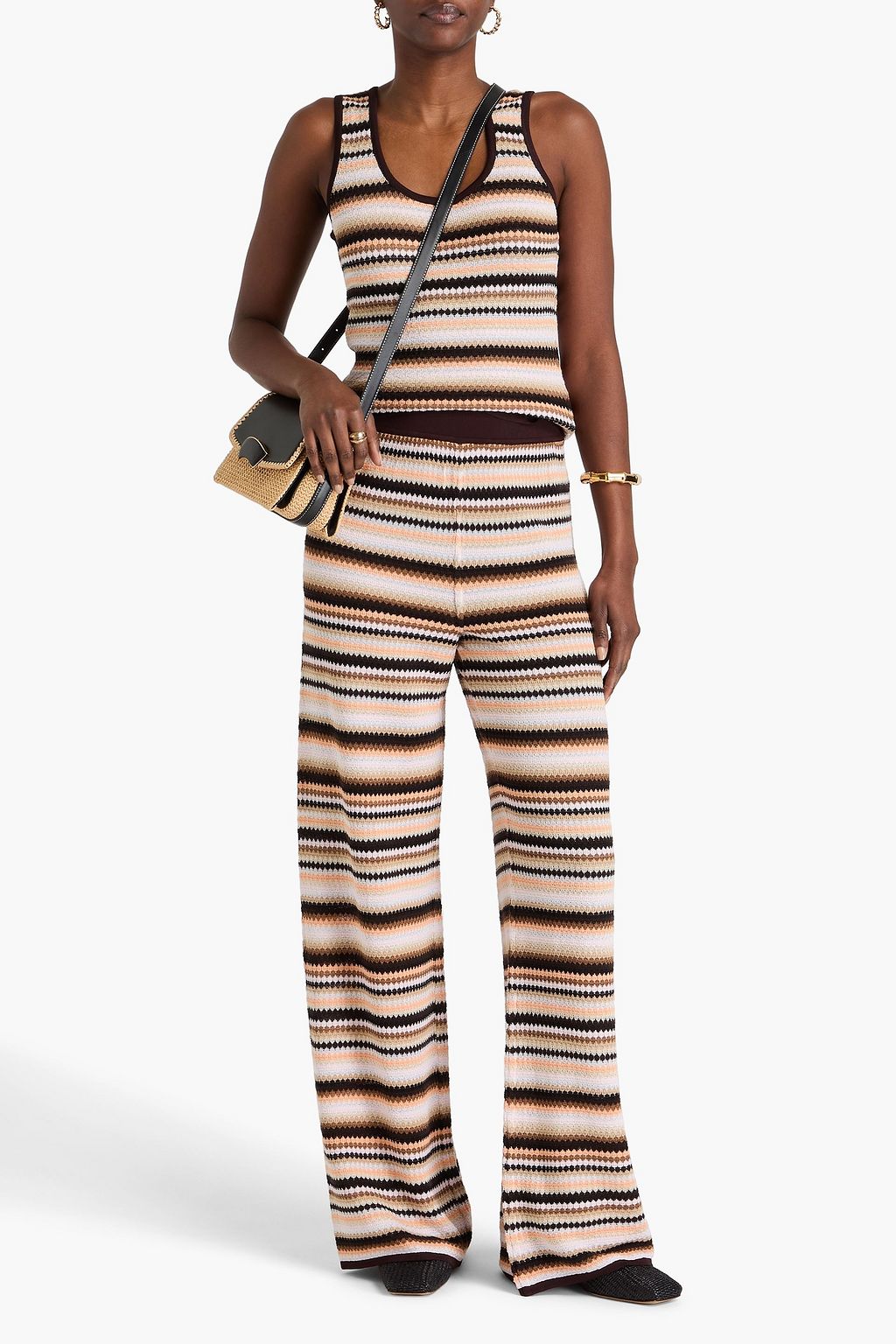 MISSONI Striped crochet-knit cotton-blend tank