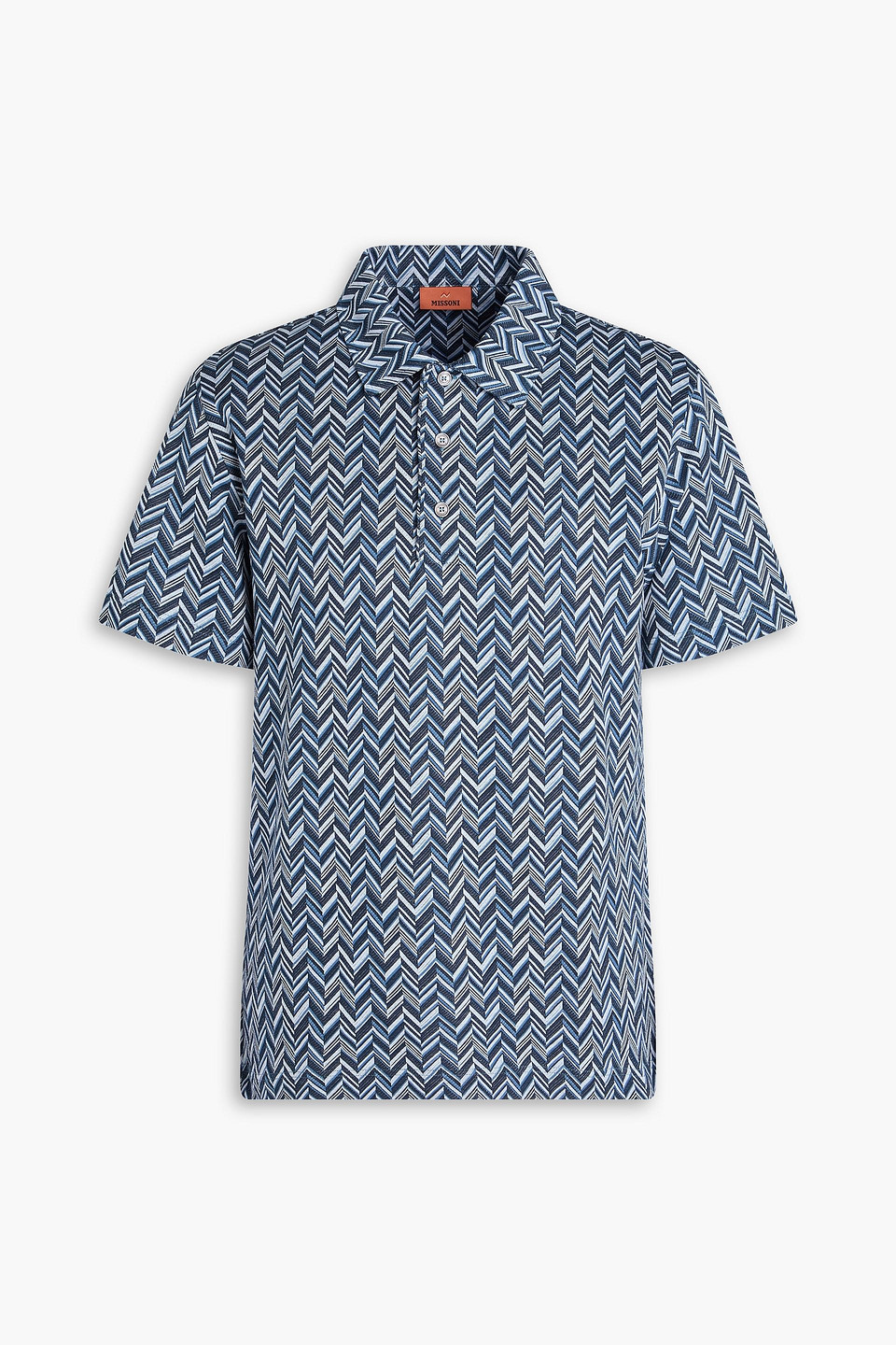 missoni - cotton-jacquard polo shirt - blue - s