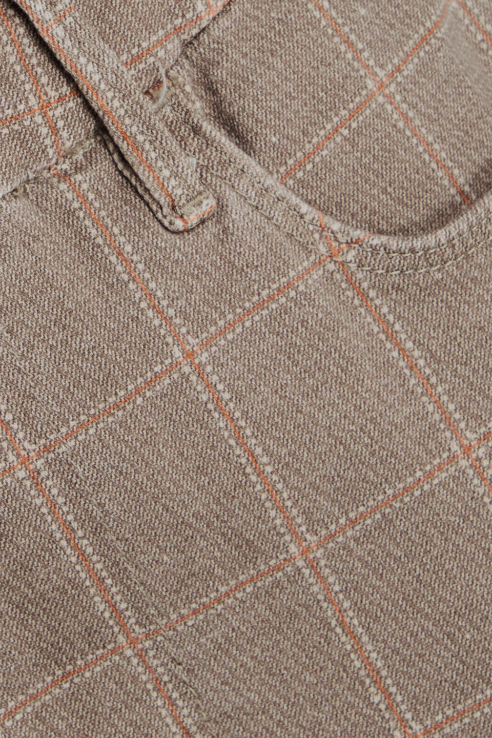 FRAME LE HIGH STRAIGHT CROPPED CHECKED HIGH-RISE STRAIGHT-LEG JEANS