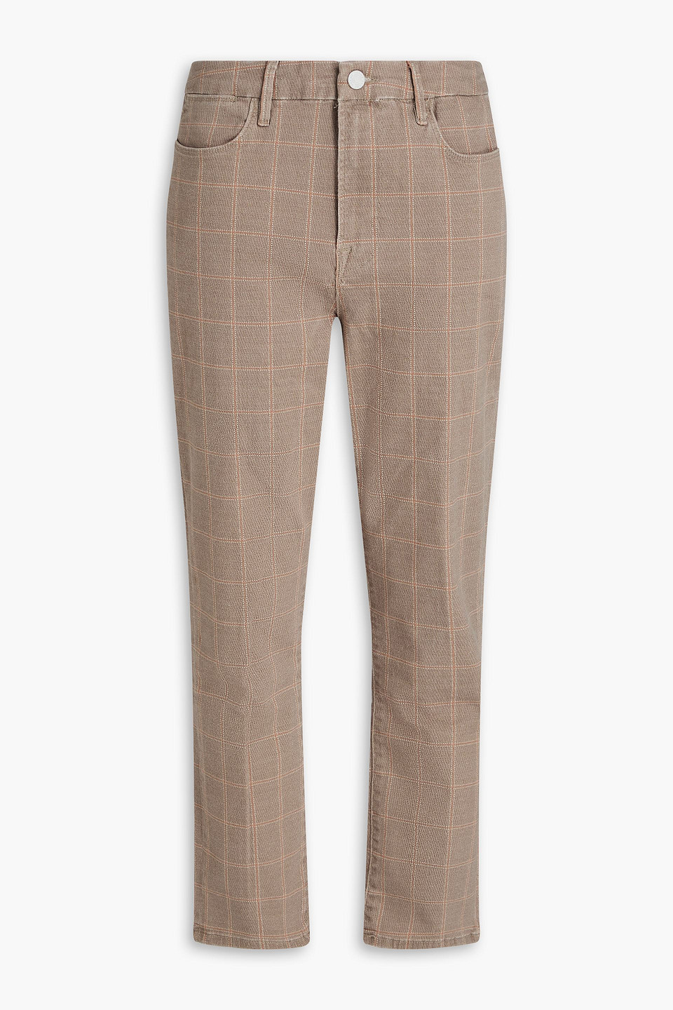 FRAME LE HIGH STRAIGHT CROPPED CHECKED HIGH-RISE STRAIGHT-LEG JEANS