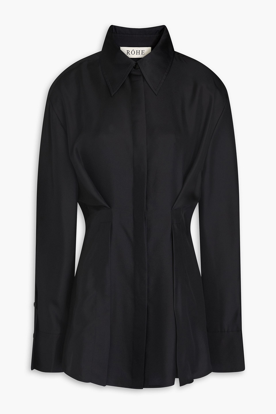 Rohe Pleated Silk-twill Top In Schwarz