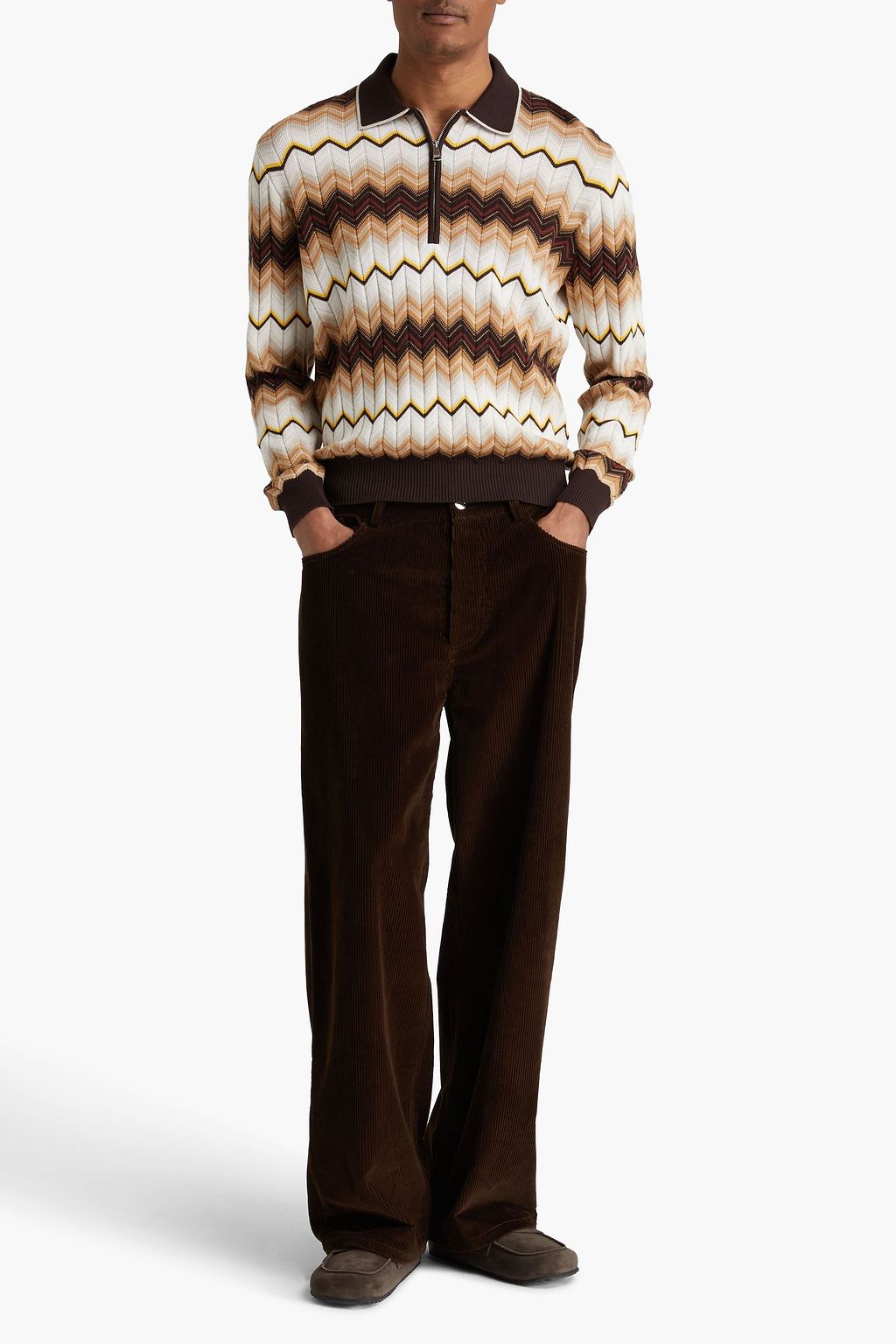 MISSONI كنزة رياضية بولو من مزيج صوف وقطن بحبكة كروشيه