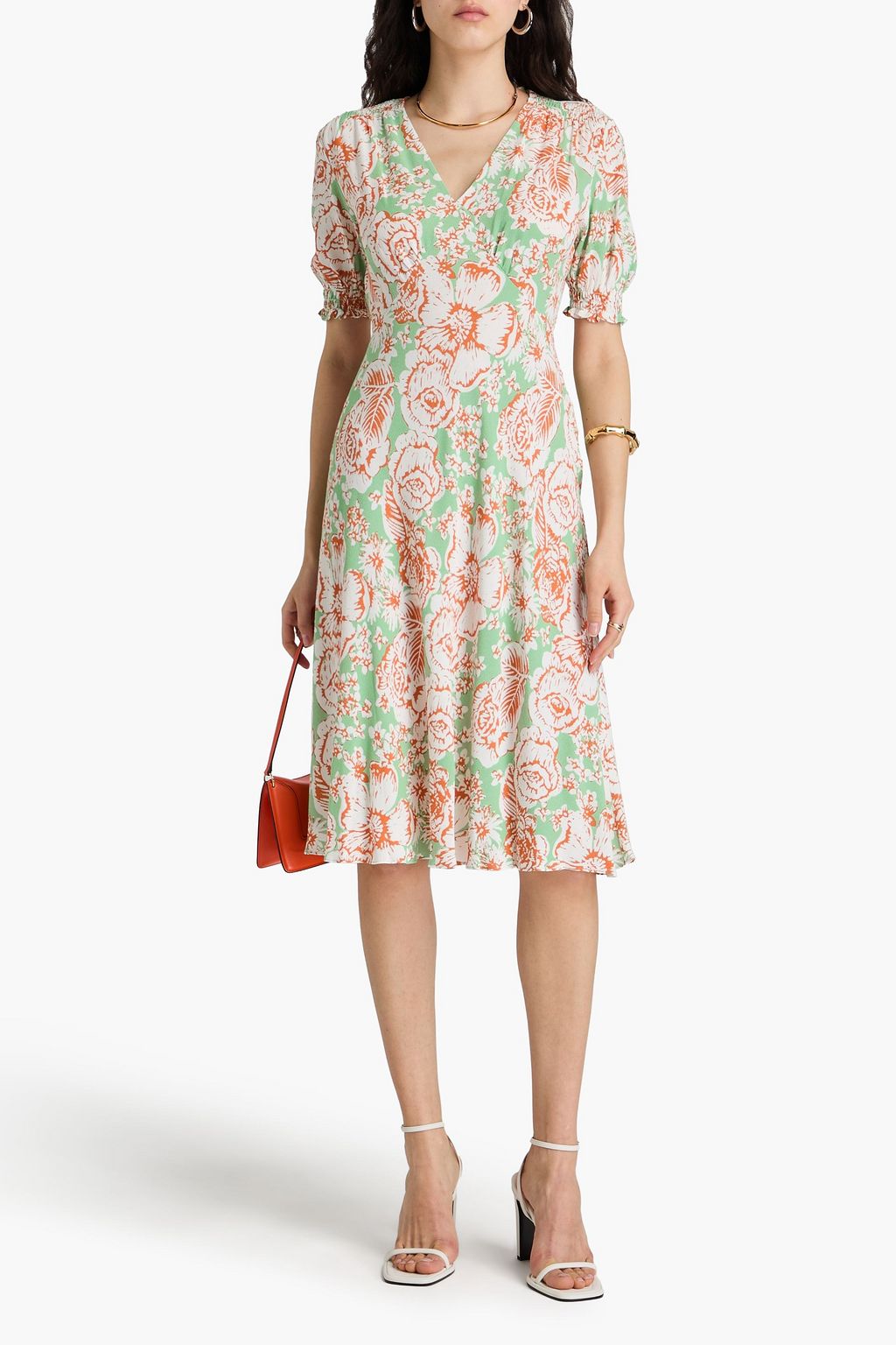 DIANE VON FURSTENBERG クレープ ワンピース フローラルプリント