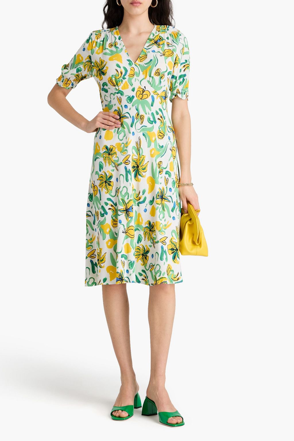 DIANE VON FURSTENBERG クレープ ワンピース フローラルプリント