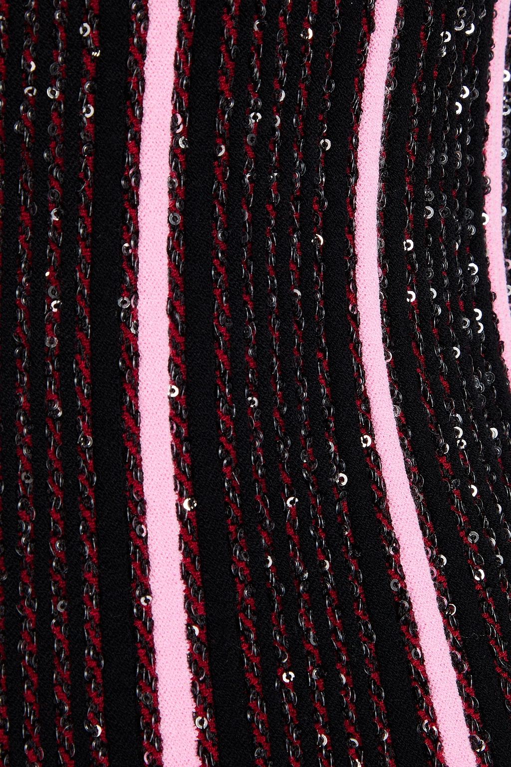 MISSONI Sequin-embellished striped ribbed-knit mini dress