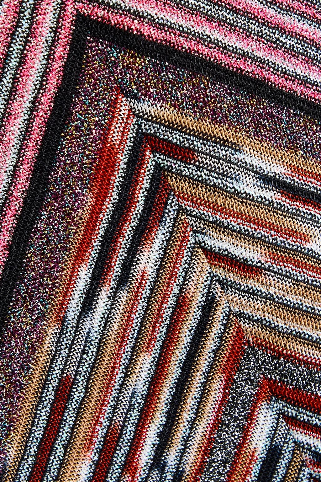 MISSONI فستان طويل من نسيج بحبكة كروشيه بلون معدني