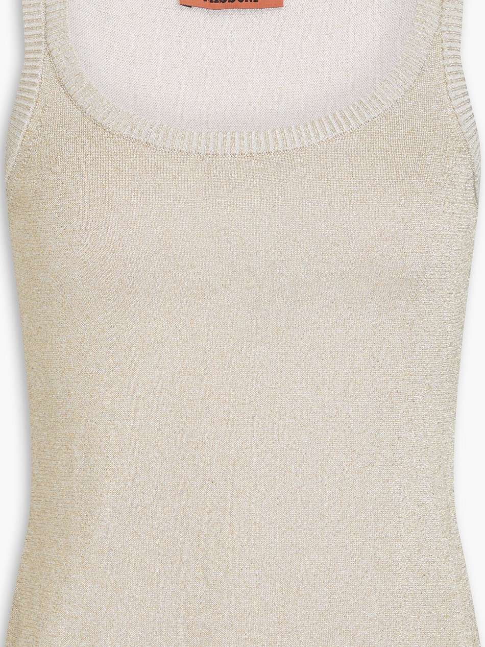 metallic crochet-knit tank