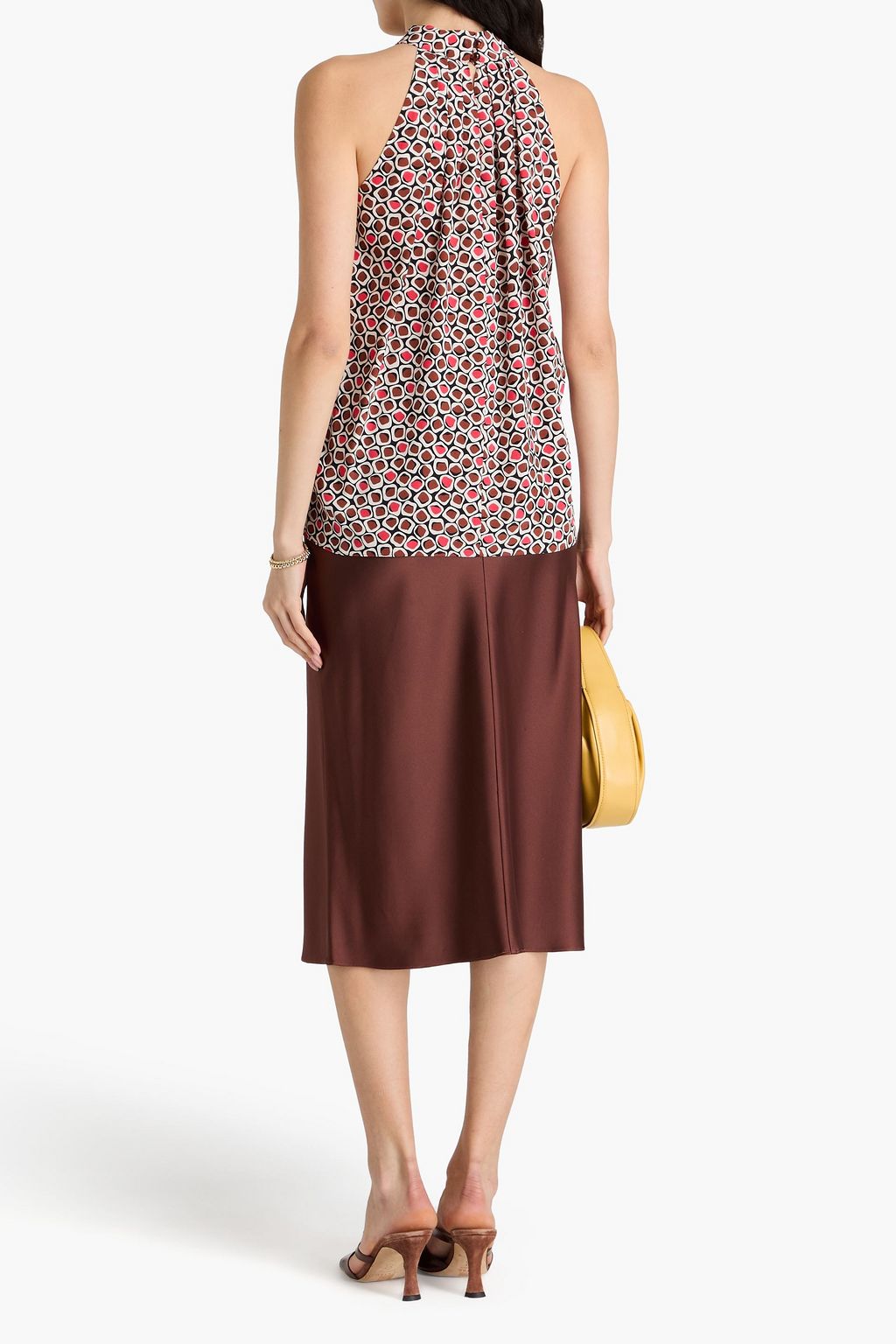 DIANE VON FURSTENBERG クレープデシン ブラウス カットアウト プリント入り