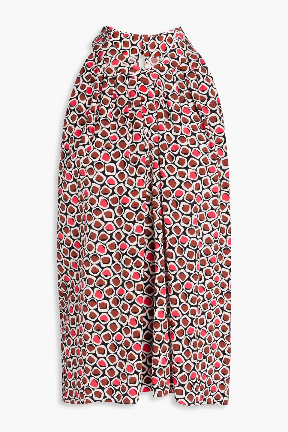 Ares cutout printed crepe de chine top