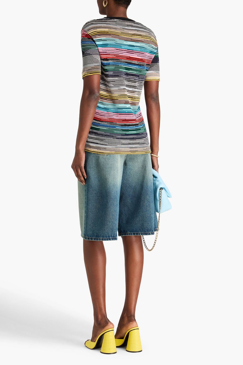 MISSONI تي شيرت من نسيج بحبكة جاكار مغزول بلونين