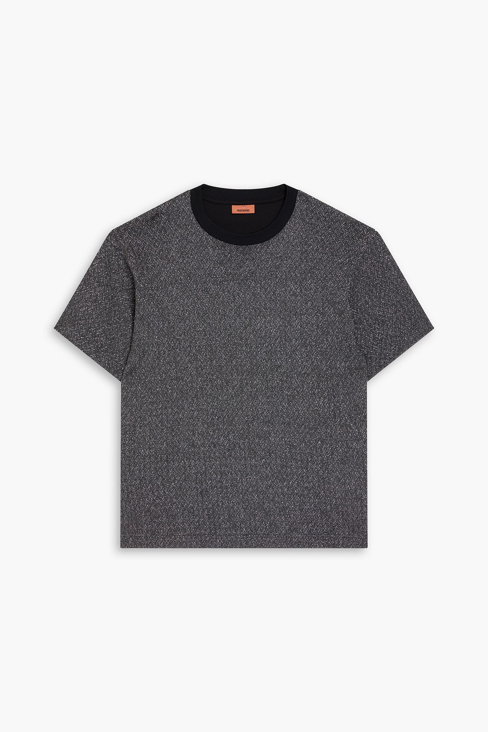 Metallic crochet-knit cotton-blend T-shirt