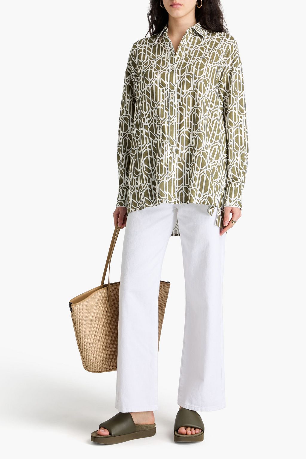 DIANE VON FURSTENBERG 織地 シャツ プリント入り