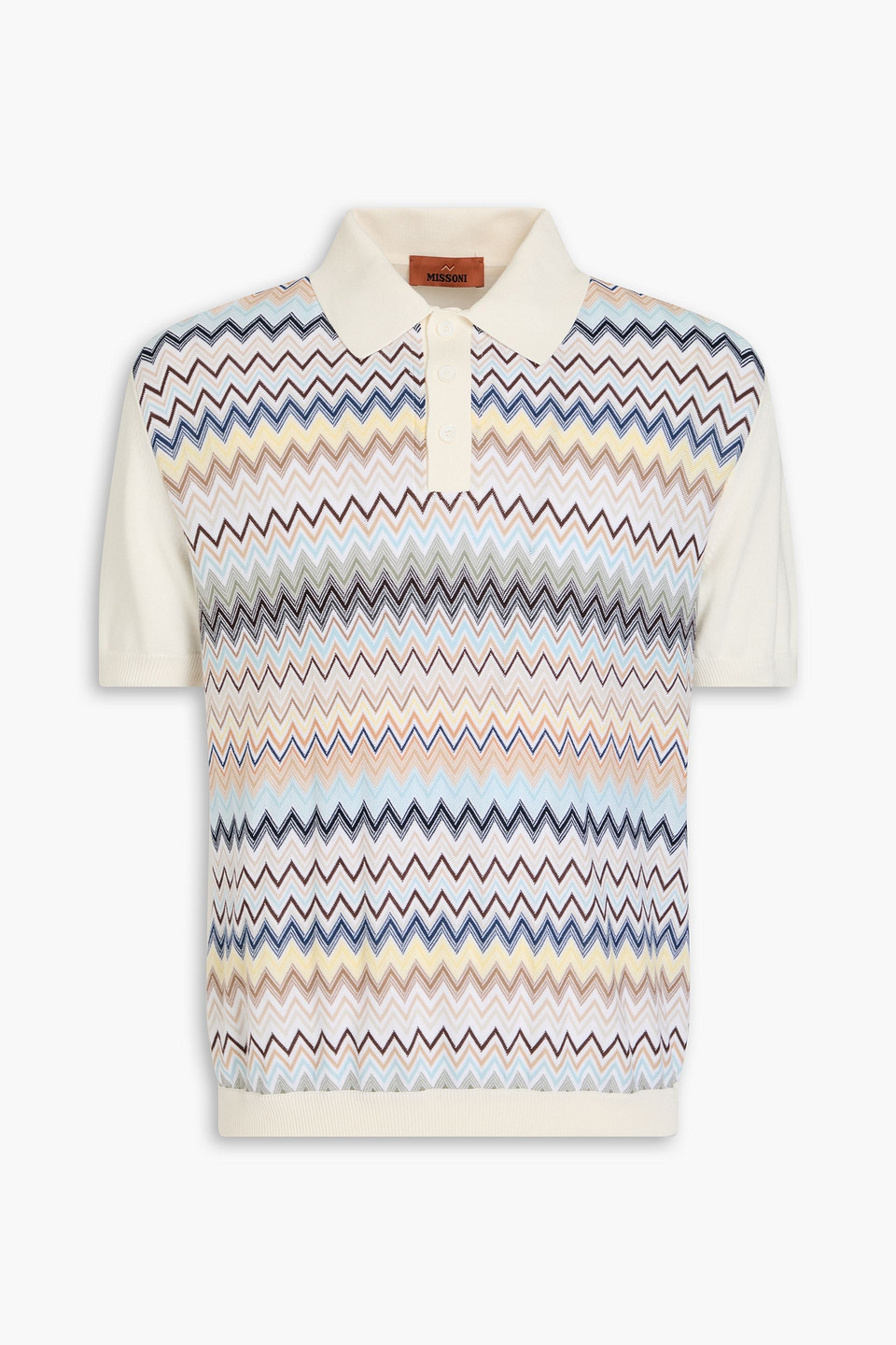 Crochet-knit cotton polo shirt