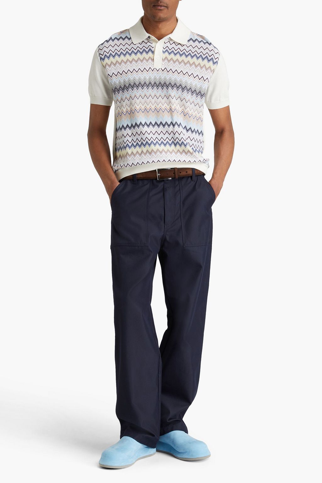 MISSONI Crochet-knit cotton polo shirt