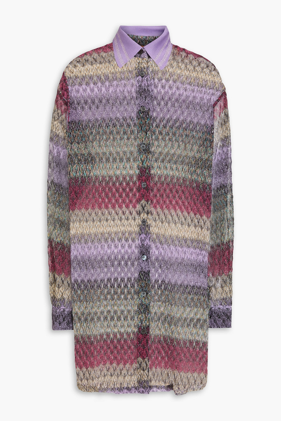 Missoni Metallic Crochet-knit Shirt In Multicolor