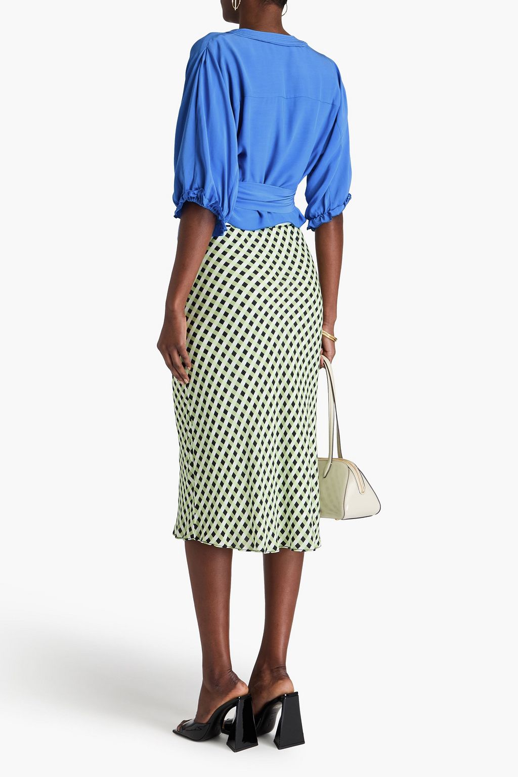 DIANE VON FURSTENBERG Lucie cropped crepe de chine wrap blouse