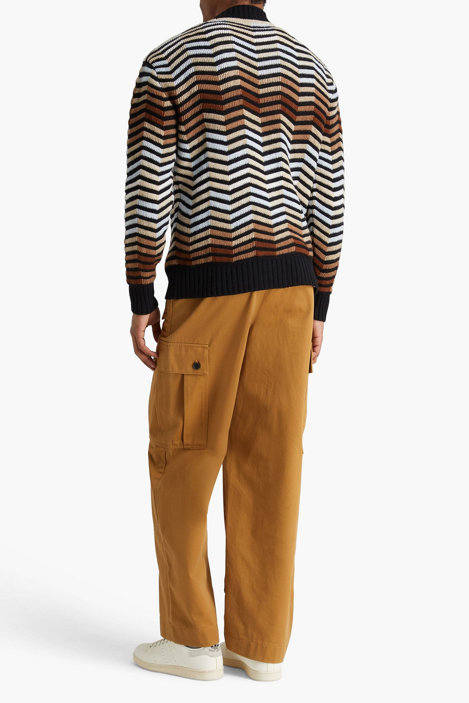 Missoni Macro Zigzag Knitted Cardigan In Brown