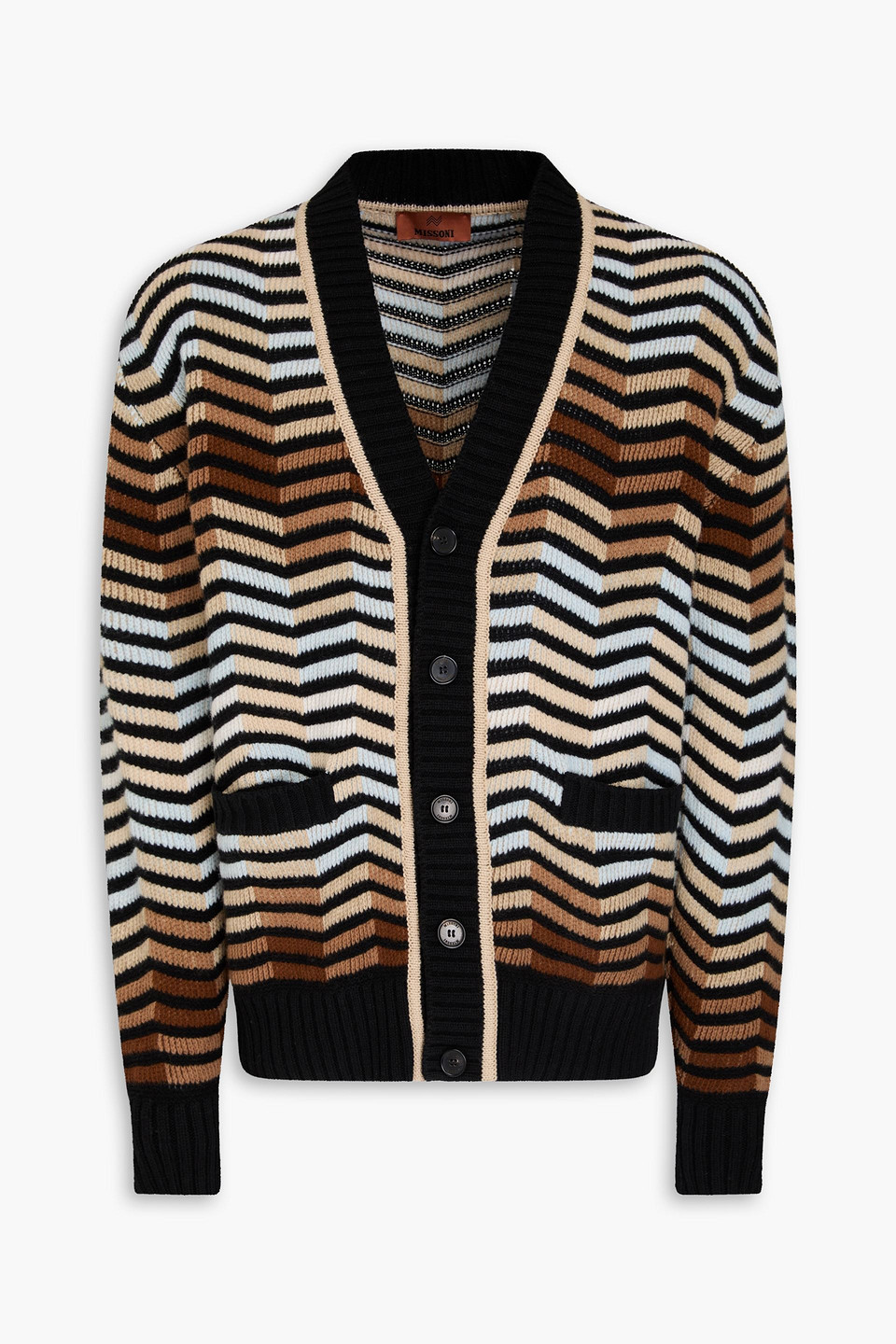 Missoni Macro Zigzag Knitted Cardigan In Brown
