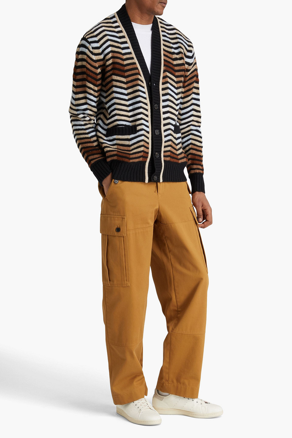 Missoni Macro Zigzag Knitted Cardigan In Brown