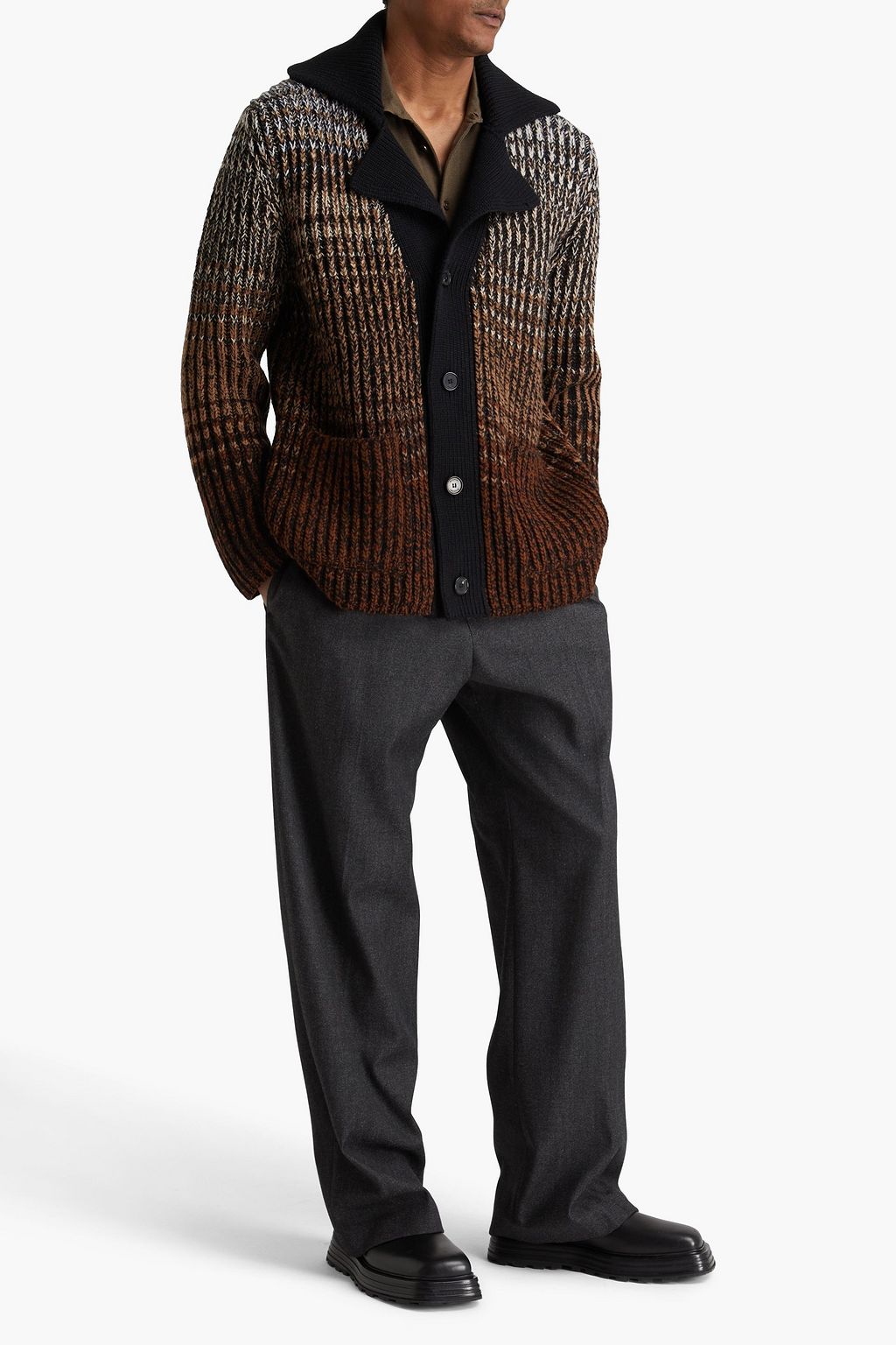 MISSONI كارديغان من الصوف متدرّج الألوان ومضلّع
